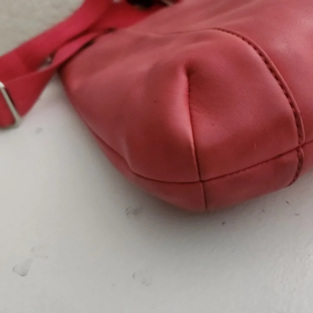 Coach Pink Coral Leather Crossbody Bag Purse - Picture 9 of 13